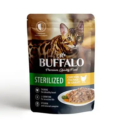 Mr.Buffalo влажный корм для стерилизованных кошек цыпленок в соусе (пауч)