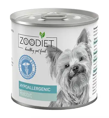 Четвероногий Гурман Zoodiet Hypoallergenic Rabbit консервы для взрослых собак склонных к аллергии, с кроликом