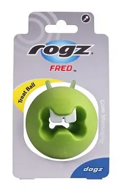 Rogz игрушка для собак с отверстиями для лакомств и массажными насечками, средняя, лайм