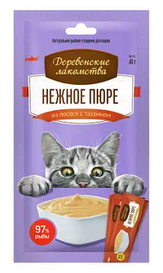 Деревенские лакомства для кошек нежное пюре из лосося